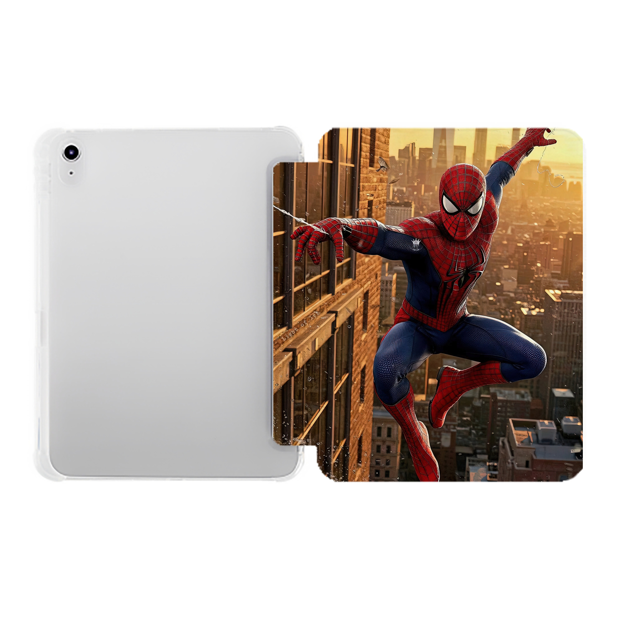 （画像用） Spider Man スパイダーマン IPad ケース ペン収納付き 三つ折りスタンド PUレザー×シリコン 対応機種9.5/10.5/10.9インチ